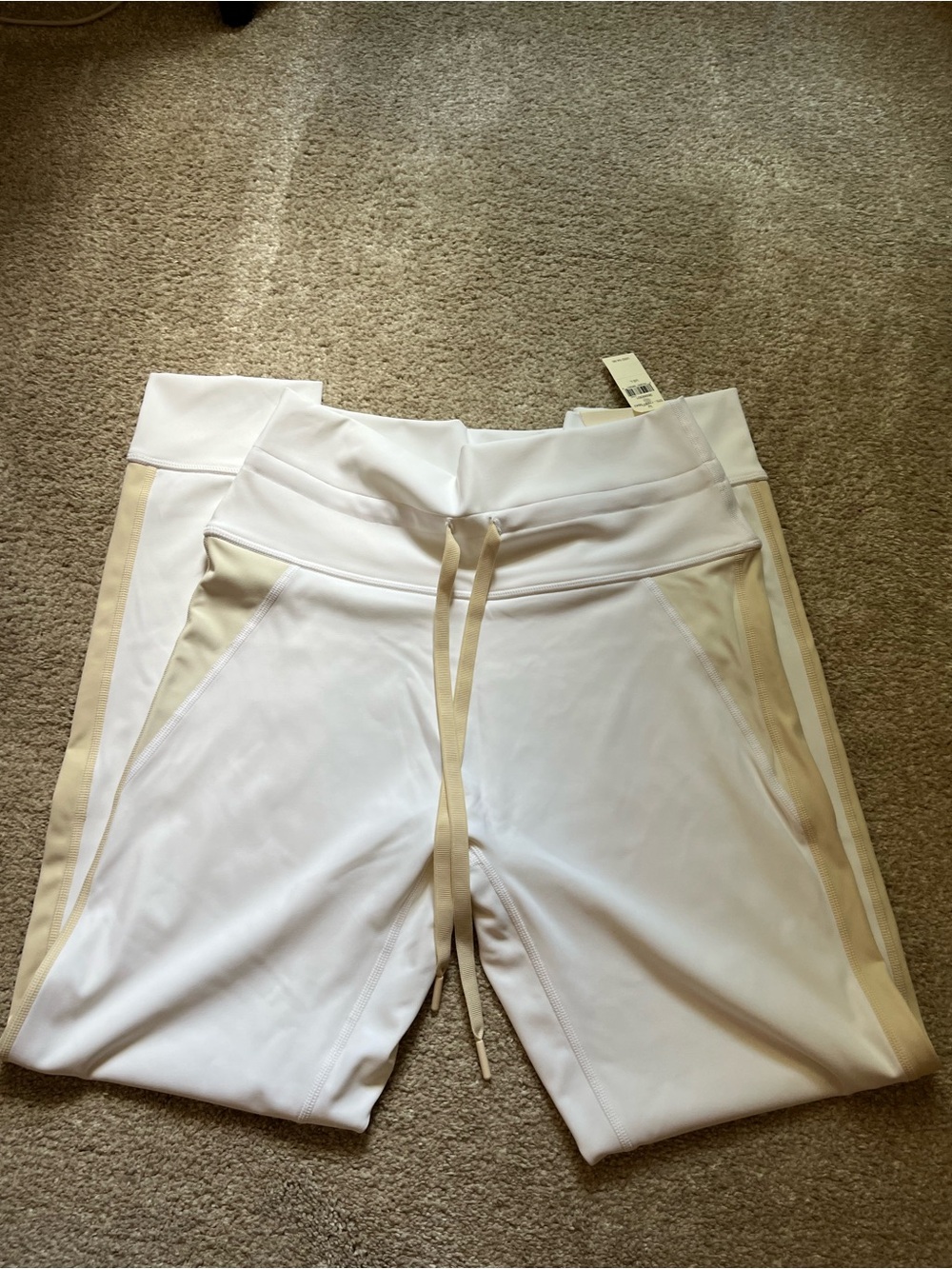 NWTS aerie White Track Joggers with Beige Stripe